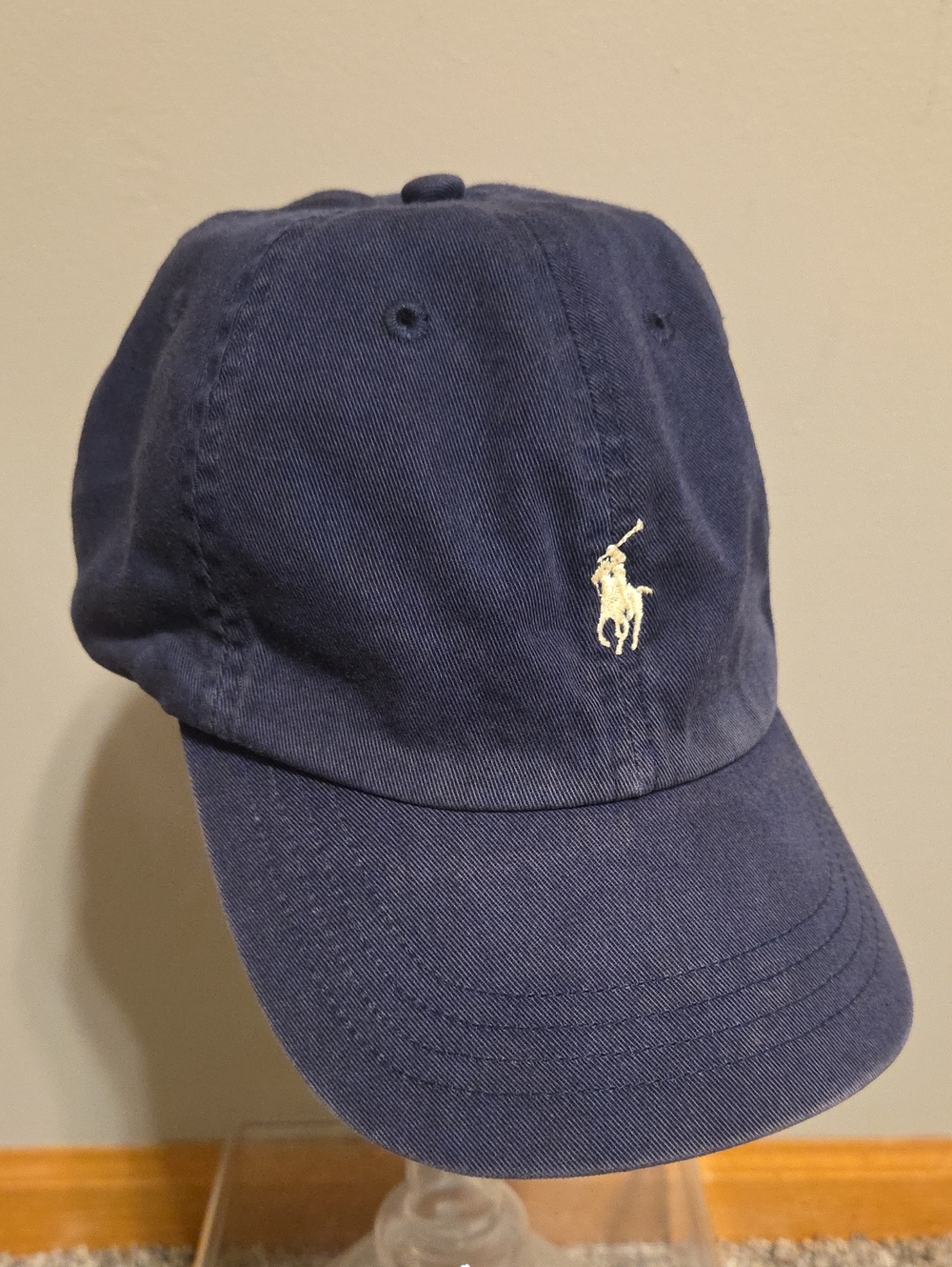 Vintage POLO RALPH LAUREN Navy Blue Polo Baseball Cap with White Pony
